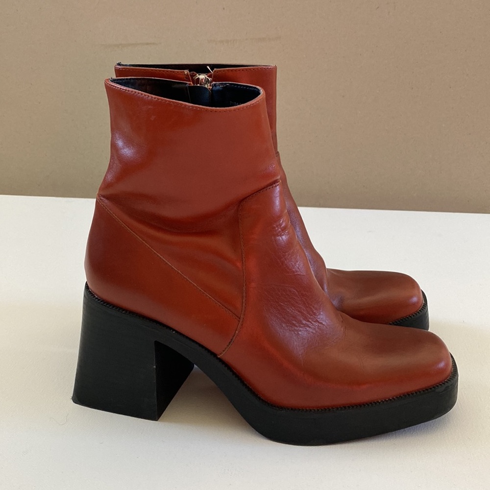 Brown Chunky Ankle Boots - Tan EU 39 Fits US 8